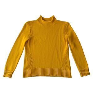 J.Crew Always Mustard Yellow Mock Neck Sweater Cotton Blend Size L